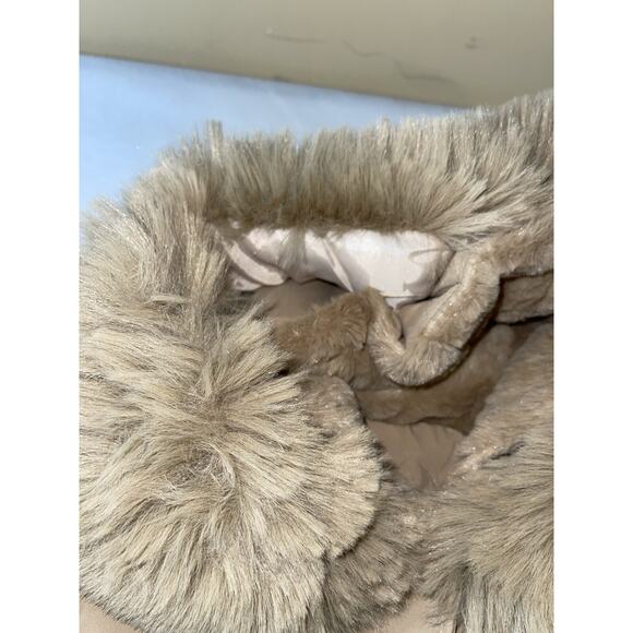 CHOUYATOU Beige Long‎ Coat With Detachable Fur Hat Band Size L New - Picture 9 of 10